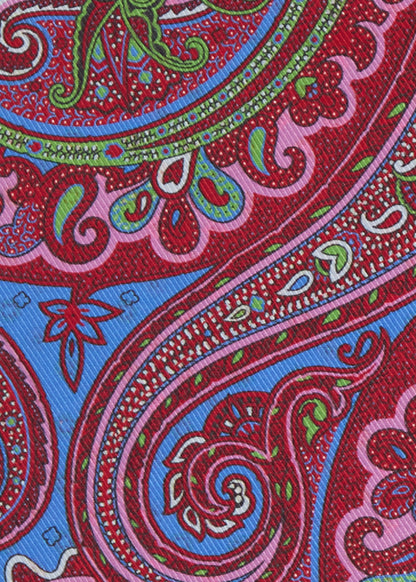 Printed Silk Paisley Pocket Square Blue - Paul Stuart
