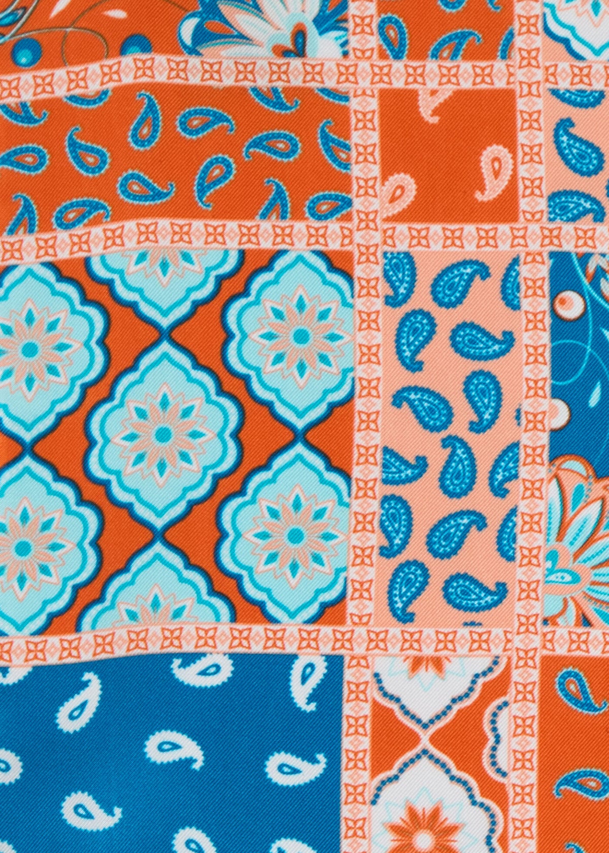 Printed Silk Patchwork Pocket Square Blue - Paul Stuart