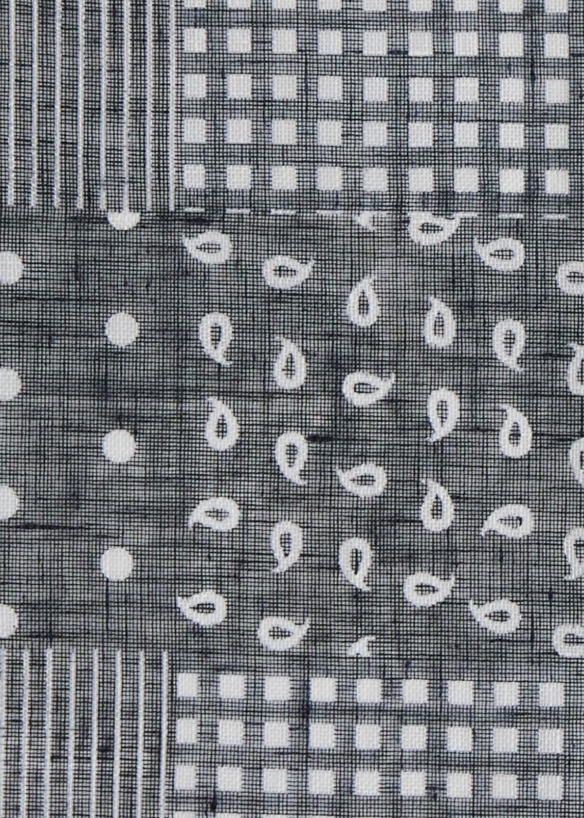 Linen Tonal Patchwork Pocket Square Black - Paul Stuart