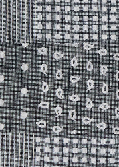 Linen Tonal Patchwork Pocket Square Black - Paul Stuart