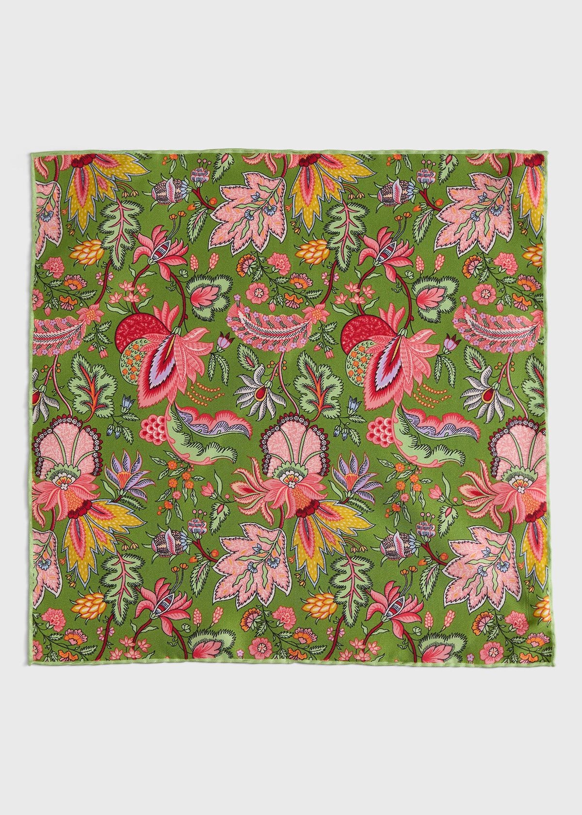 Printed Silk Floral Pocket Square Crimson - Paul Stuart