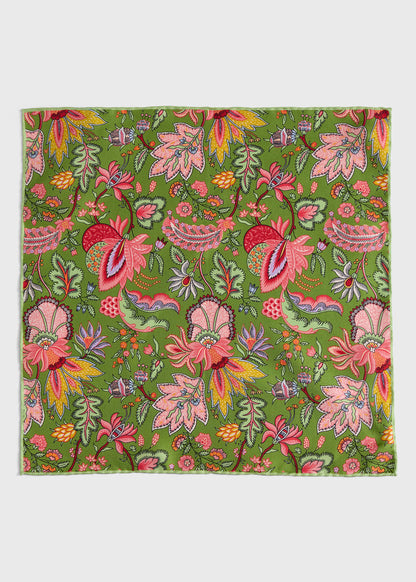 Printed Silk Floral Pocket Square Crimson - Paul Stuart