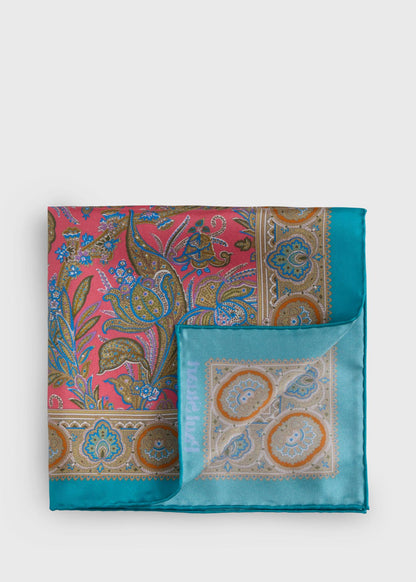 Silk Paisley Pocket Square Blue - Paul Stuart