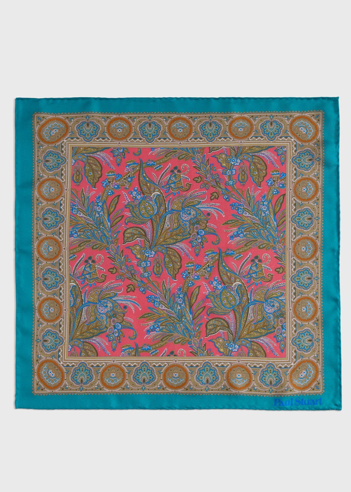 Silk Paisley Pocket Square Blue - Paul Stuart