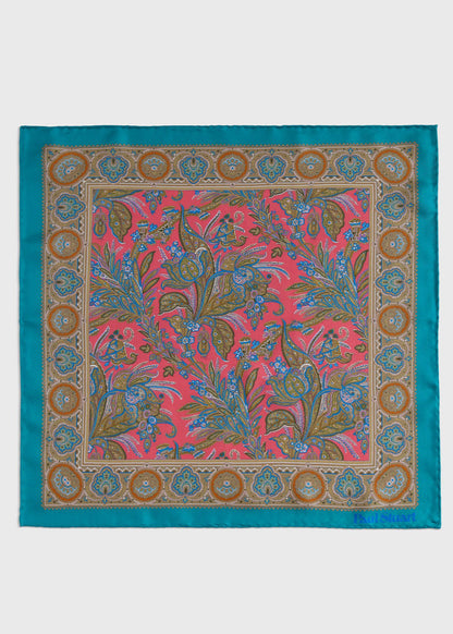 Silk Paisley Pocket Square Blue - Paul Stuart