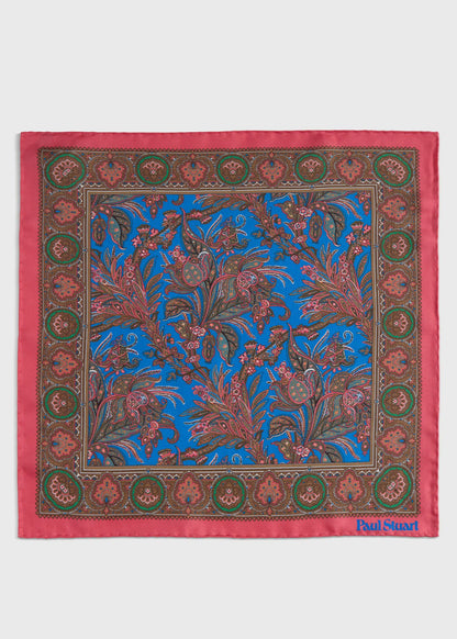Silk Paisley Pocket Square Blue - Paul Stuart