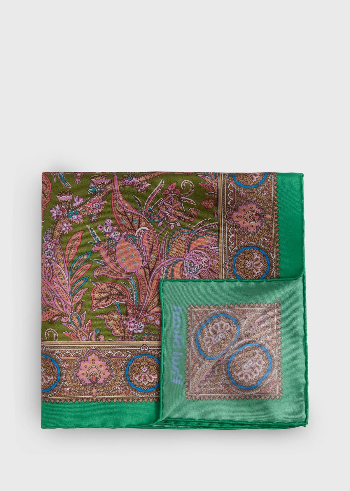 Silk Paisley Pocket Square Blue - Paul Stuart