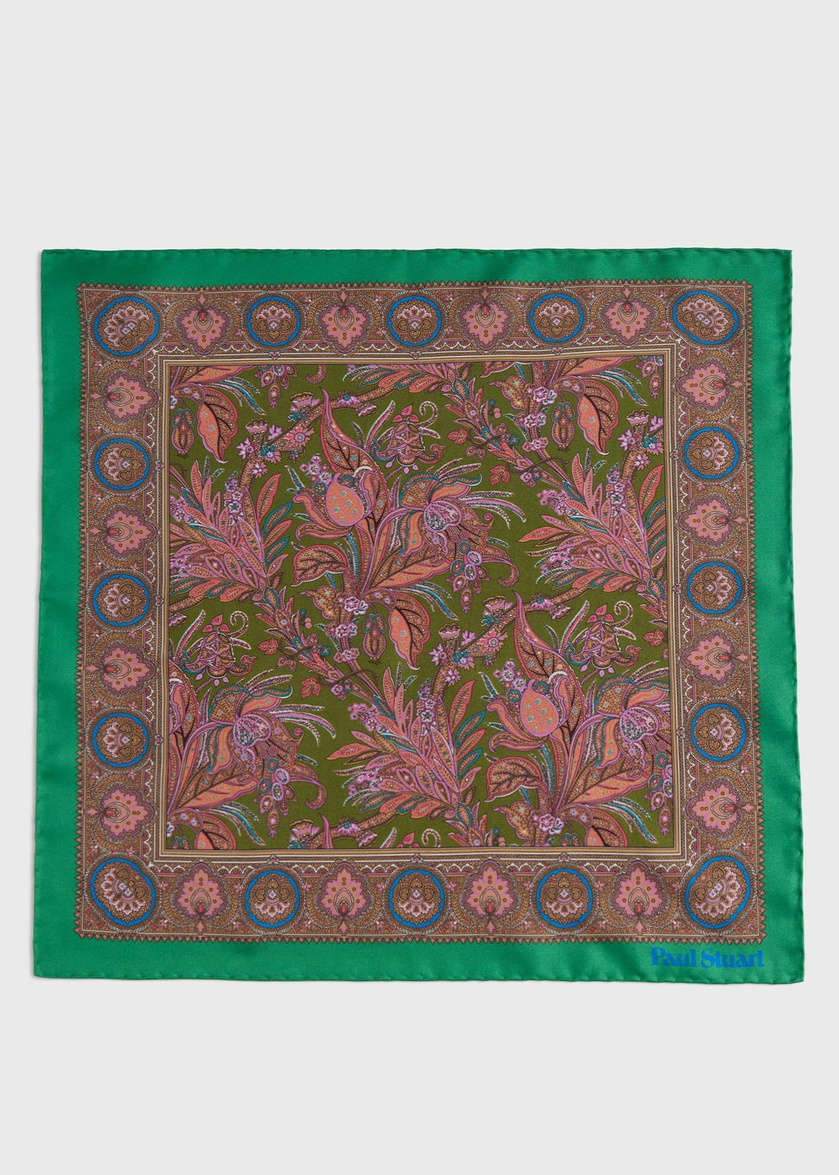 Silk Paisley Pocket Square Blue - Paul Stuart