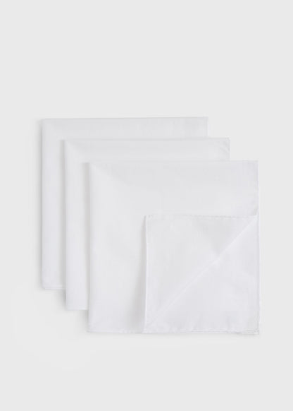Cotton Pocket Square Set White - Paul Stuart