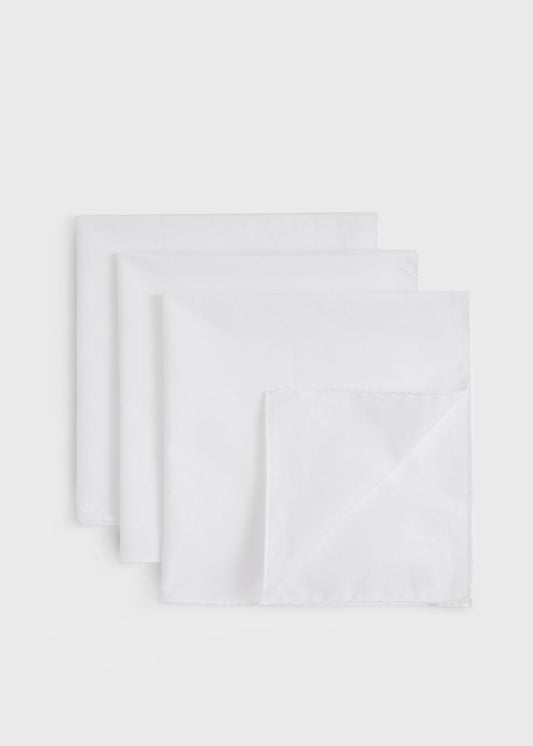 Cotton Pocket Square Set White - Paul Stuart