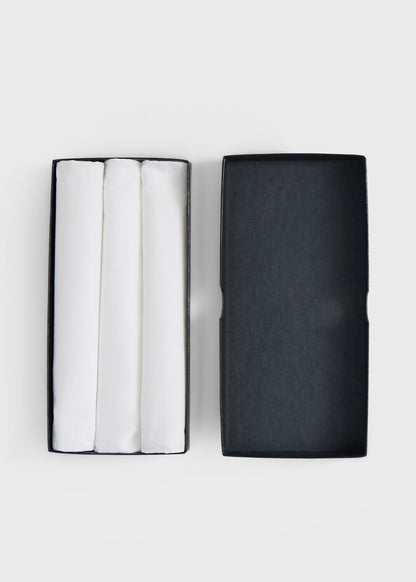 Cotton Pocket Square Set White - Paul Stuart