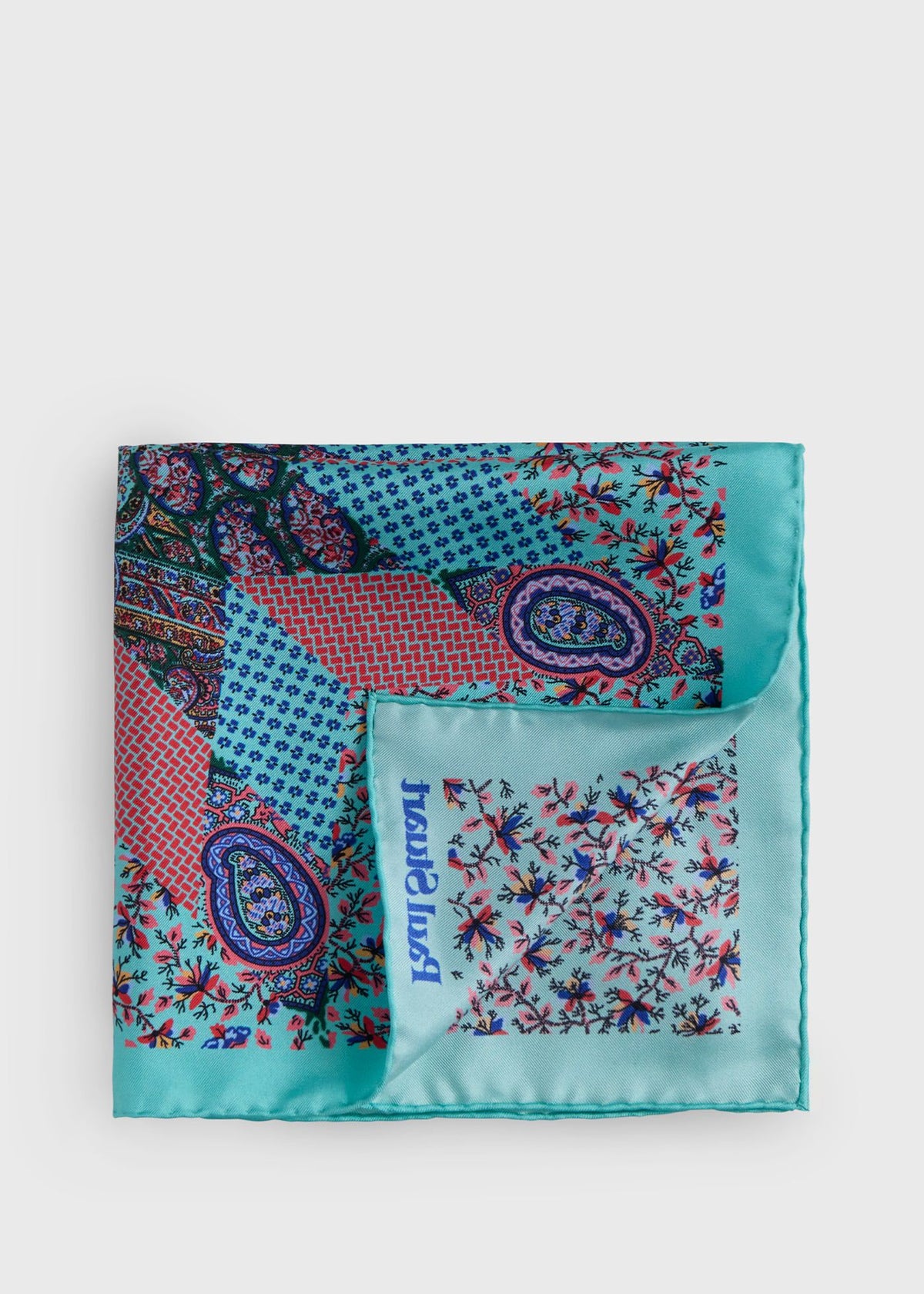 Printed Silk Floral Paisley Pocket Square Lilac - Paul Stuart