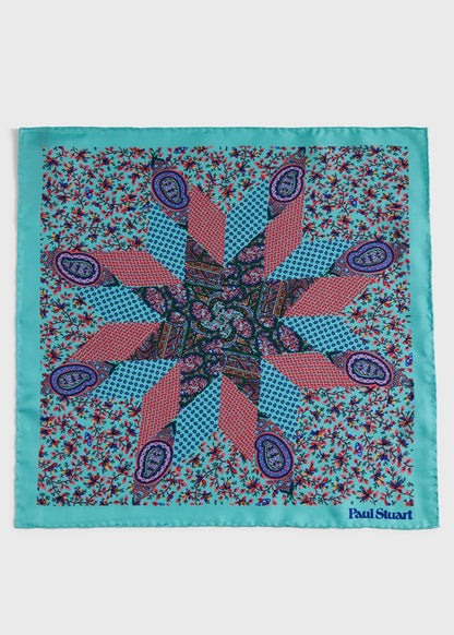 Printed Silk Floral Paisley Pocket Square Lilac - Paul Stuart