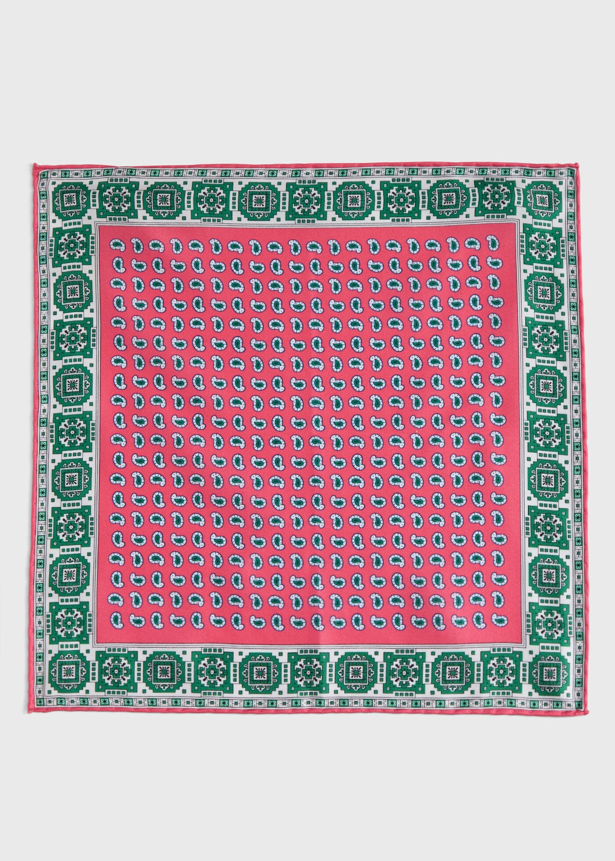 Printed Silk Geometric Pocket Square Blue - Paul Stuart