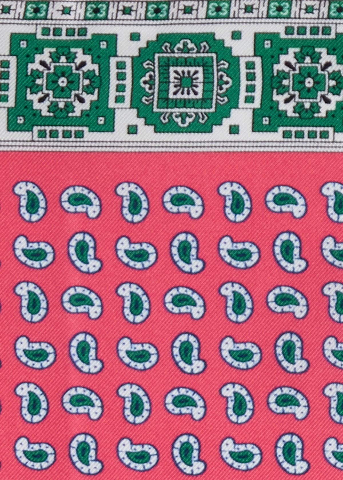 Printed Silk Geometric Pocket Square Blue - Paul Stuart