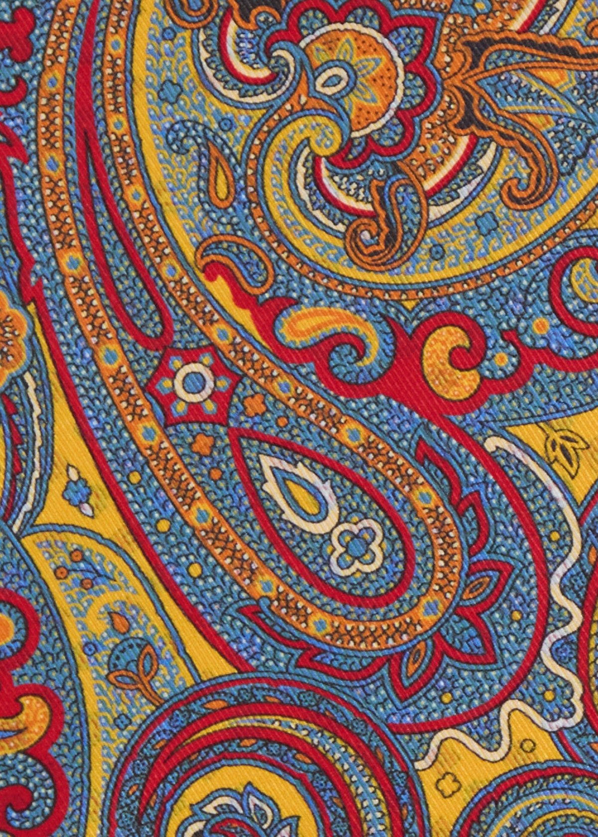 Printed Silk Paisley Pocket Square Blue - Paul Stuart