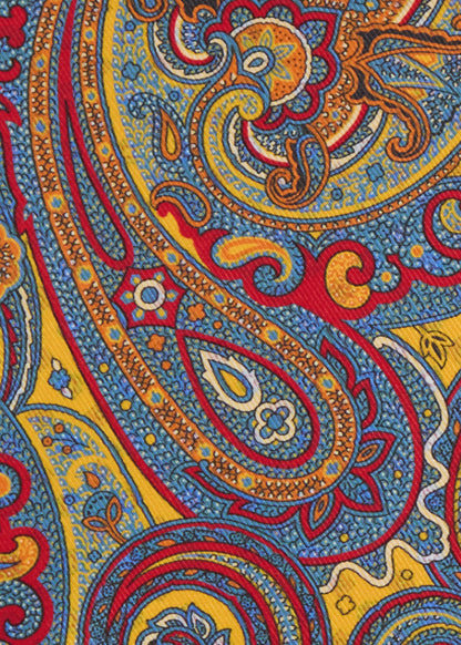 Printed Silk Paisley Pocket Square Blue - Paul Stuart