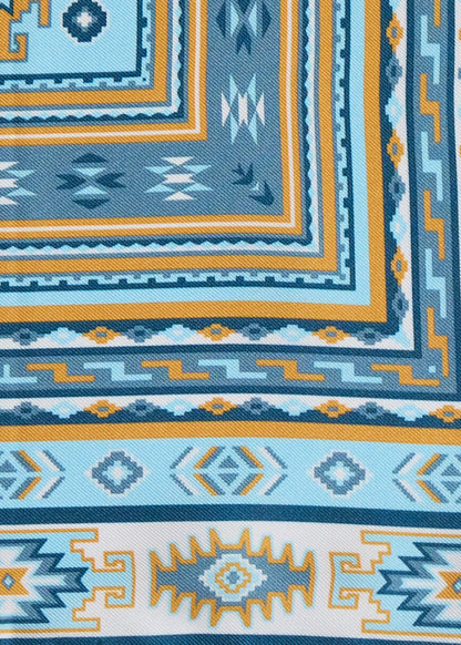 Printed Silk Pattern Pocket Square Blue - Paul Stuart