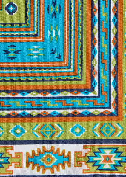 Printed Silk Pattern Pocket Square Blue - Paul Stuart