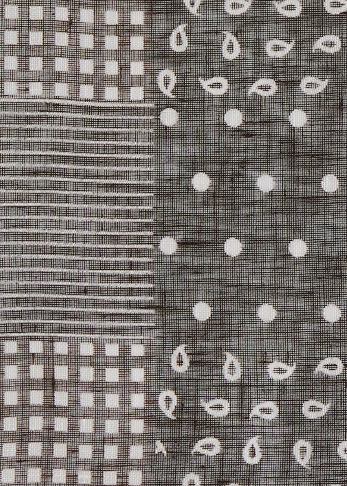 Linen Tonal Patchwork Pocket Square Black - Paul Stuart
