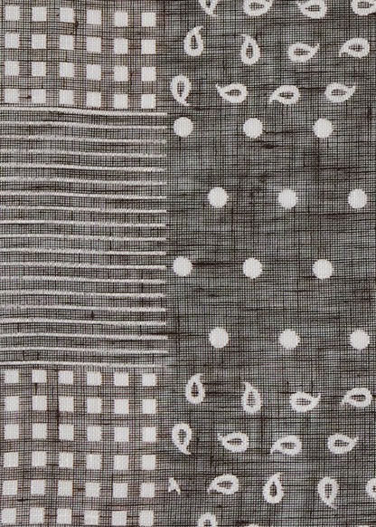 Linen Tonal Patchwork Pocket Square Black - Paul Stuart