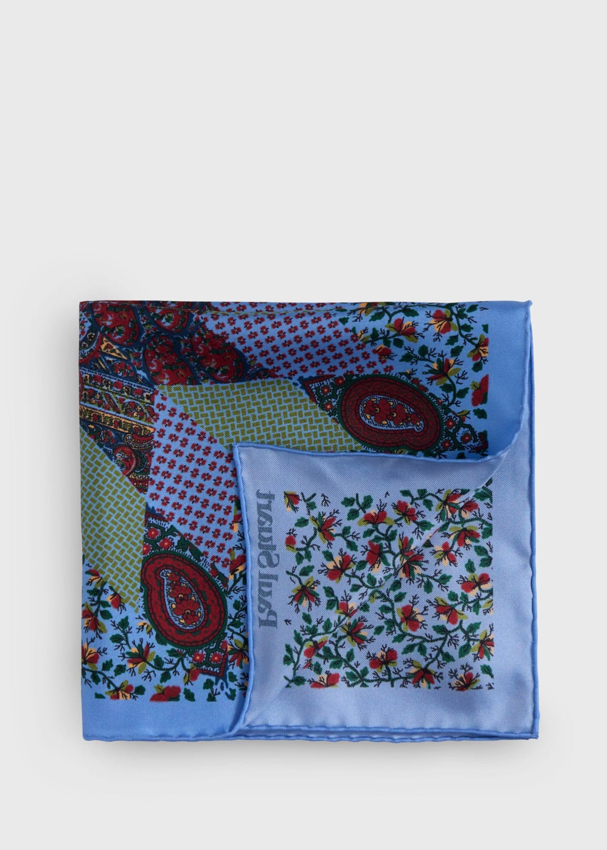 Printed Silk Floral Paisley Pocket Square Lilac - Paul Stuart