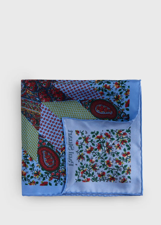 Printed Silk Floral Paisley Pocket Square Lilac - Paul Stuart
