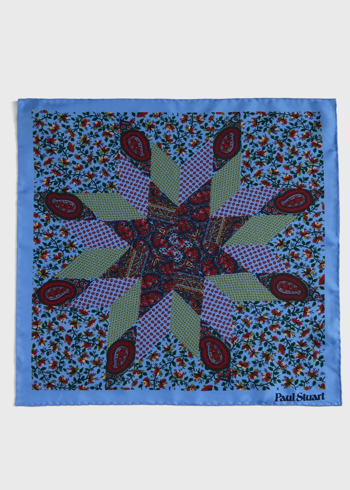 Printed Silk Floral Paisley Pocket Square Lilac - Paul Stuart