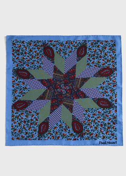 Printed Silk Floral Paisley Pocket Square Lilac - Paul Stuart
