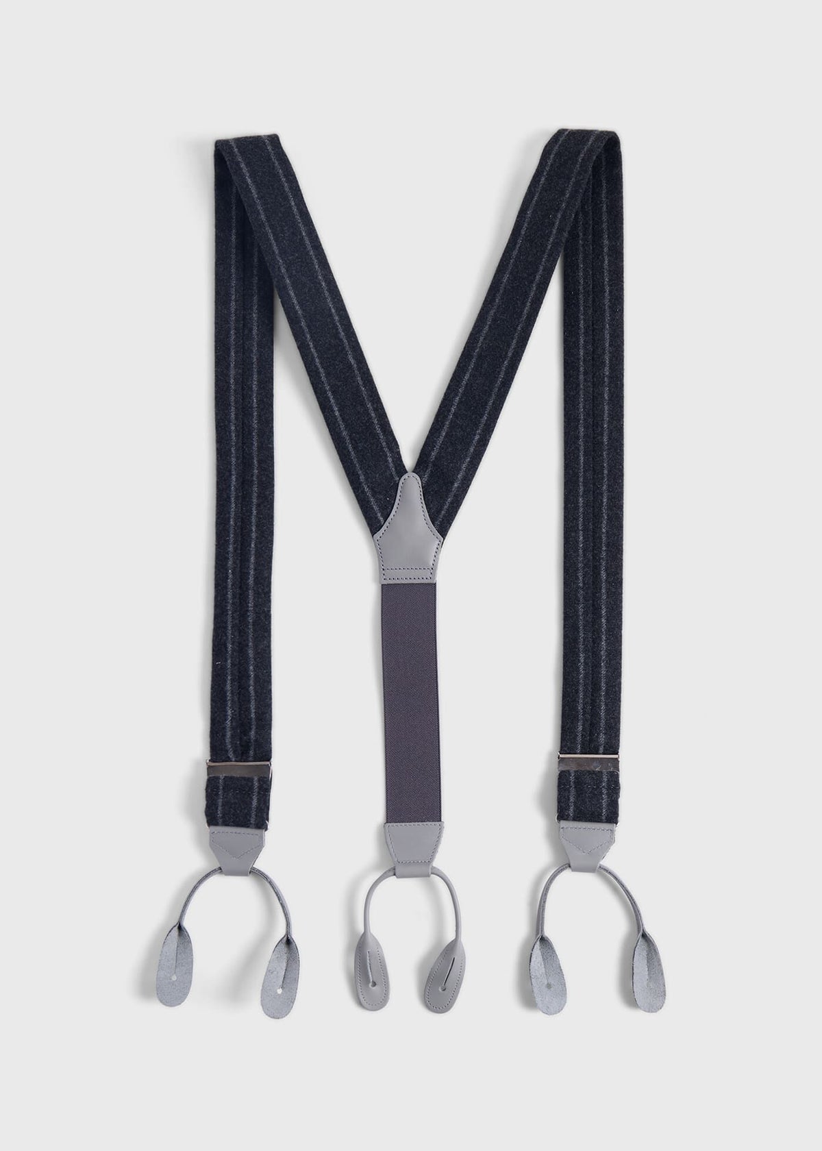 English Flannel Chalk Stripe Suspenders Black/Grey, unselectable - Paul Stuart