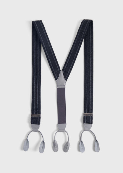 English Flannel Chalk Stripe Suspenders Black/Grey, unselectable - Paul Stuart