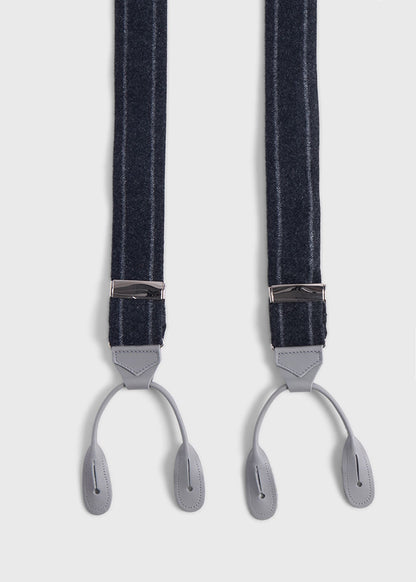 English Flannel Chalk Stripe Suspenders Black/Grey, unselectable - Paul Stuart