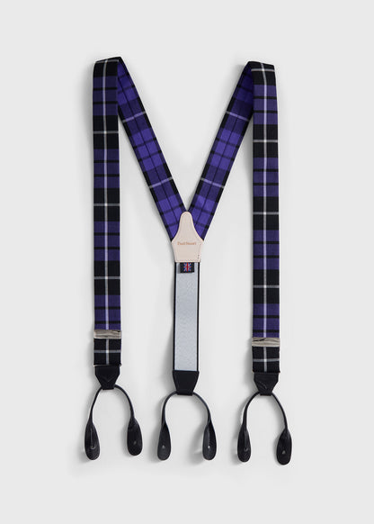 Wool Plaid Suspenders Black - Paul Stuart