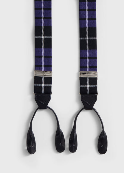 Wool Plaid Suspenders Black - Paul Stuart