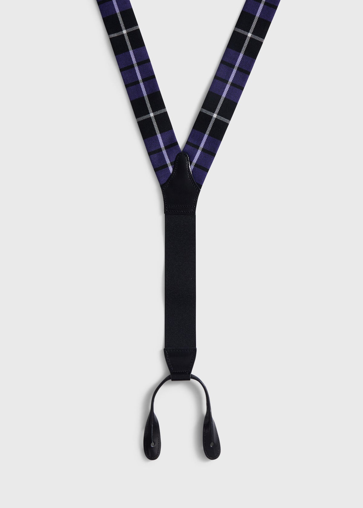 Wool Plaid Suspenders Black - Paul Stuart
