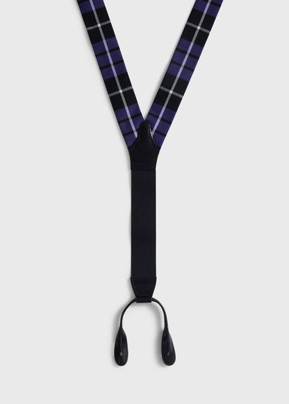 Wool Plaid Suspenders Black - Paul Stuart