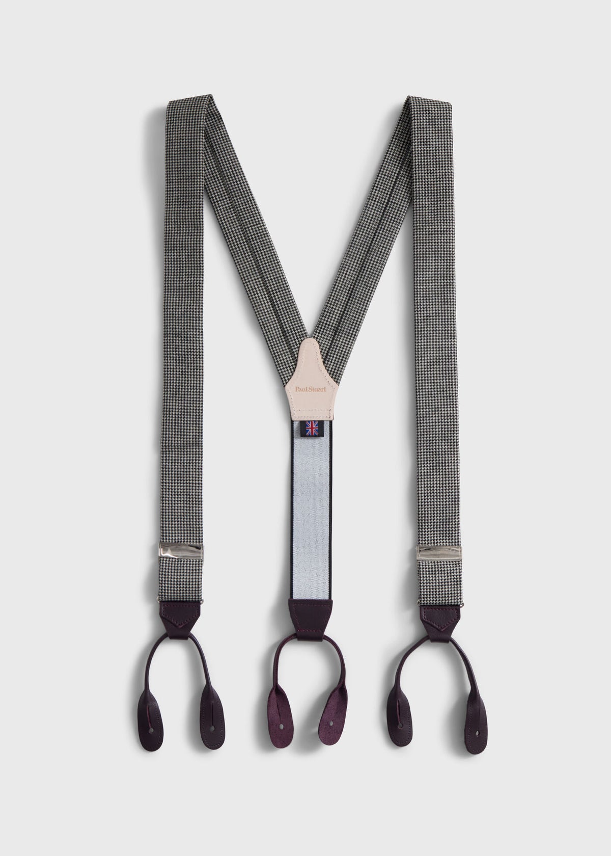 Houndstooth Suspenders Black/Purple - Paul Stuart