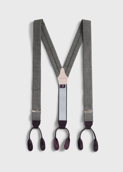 Houndstooth Suspenders Black/Purple - Paul Stuart