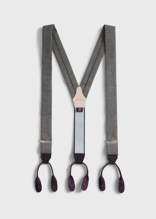 Houndstooth Suspenders Black/Purple - Paul Stuart
