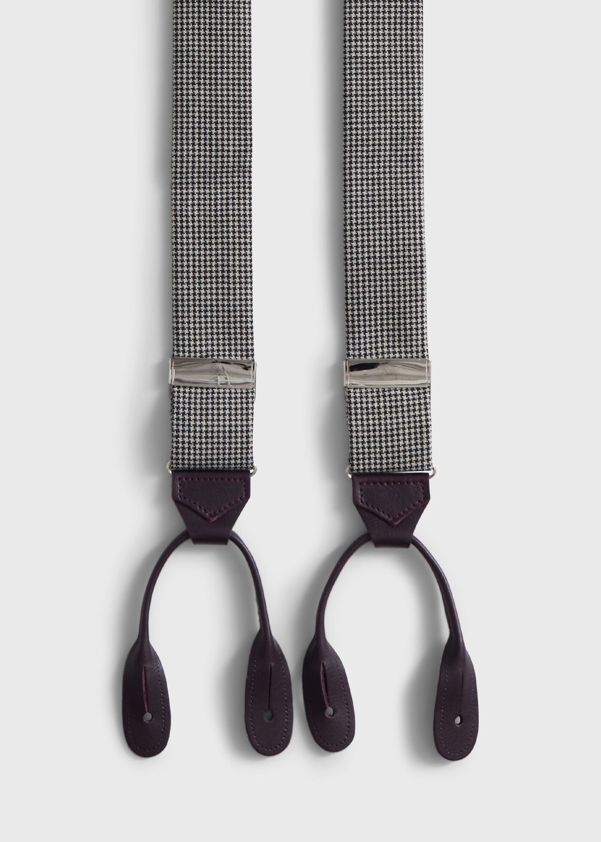 Houndstooth Suspenders Black/Purple - Paul Stuart