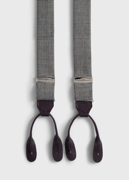 Houndstooth Suspenders Black/Purple - Paul Stuart
