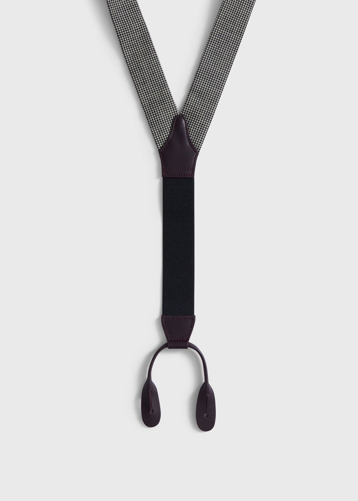 Houndstooth Suspenders Black/Purple - Paul Stuart
