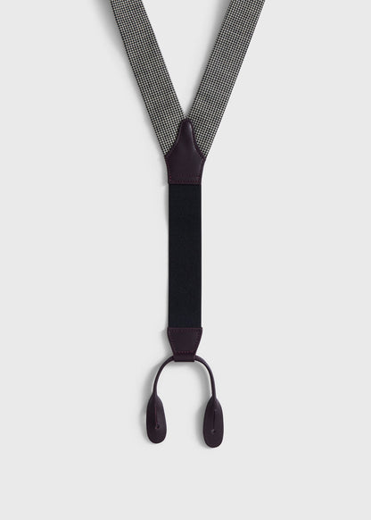 Houndstooth Suspenders Black/Purple - Paul Stuart