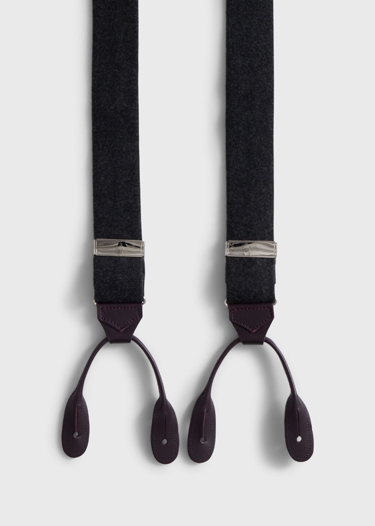 Contrast Leather Trim Suspenders Charcoal/Purple - Paul Stuart
