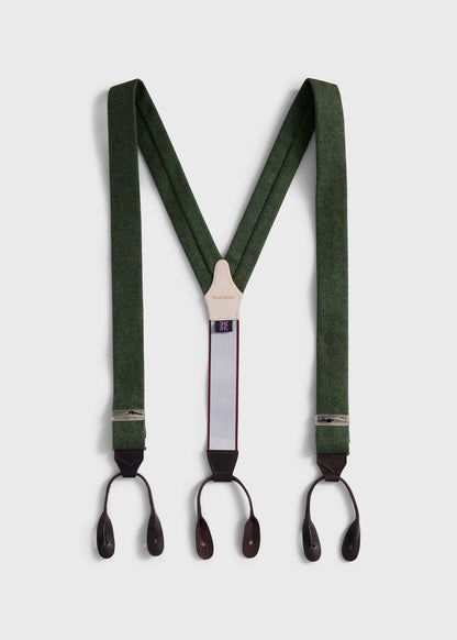 Leather Trim Suspenders Green/Brown, unselectable - Paul Stuart