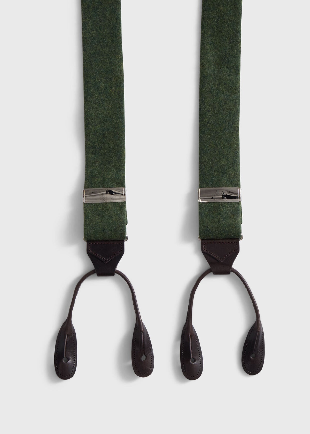 Leather Trim Suspenders Green/Brown, unselectable - Paul Stuart