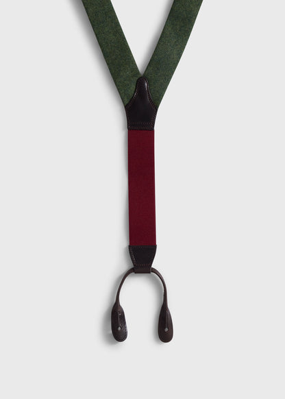 Leather Trim Suspenders Green/Brown, unselectable - Paul Stuart