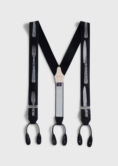 Knife & Fork Suspenders Black - Paul Stuart