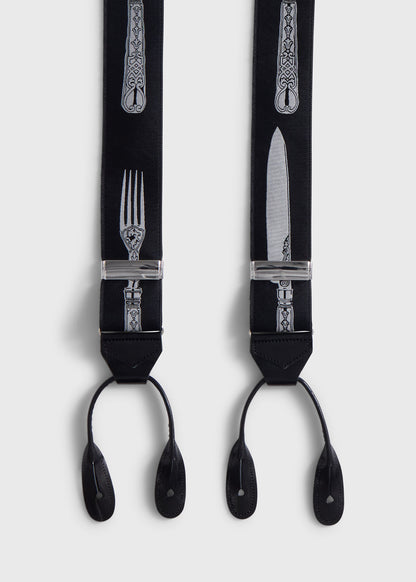Knife & Fork Suspenders Black - Paul Stuart