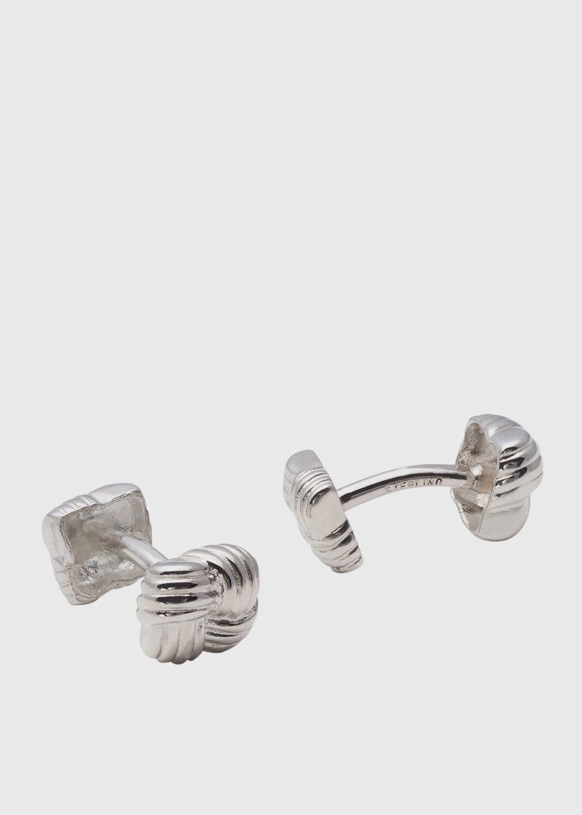 Sterling Silver Square Basketweave Cufflinks Silver - Paul Stuart